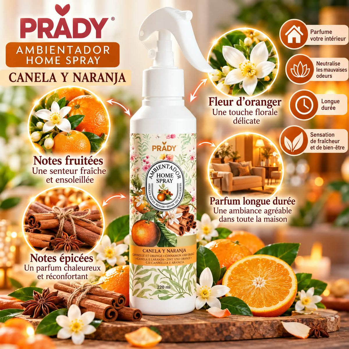 Spray d'ambiance " Cannelle & Orange